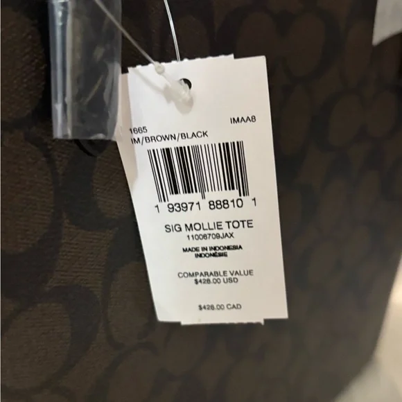 Coach Mollie Dark Brown Signature Tote NWT - Picture 5 of 5